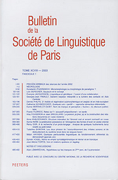 Bulletin de la Société de Linguistique de Paris