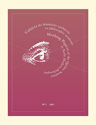 Studia de philosophia moderna : Cahiers du Séminaire québécois en philosophie moderne / Working Papers of the Quebec Seminar in Early Modern Philosophy