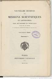 Nouvelles archives des missions scientifiques et littéraires