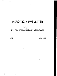 Meroitic newsletter = Bulletin d'informations méroïtiques