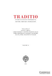 Traditio : studies in ancient and medieval history, thought, and religion