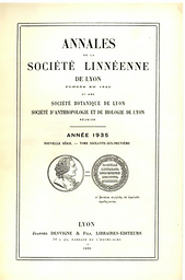 Annales de la Société linnéenne de Lyon... et des Société botanique de Lyon, Société d'anthropologie et de biologie de Lyon réunies