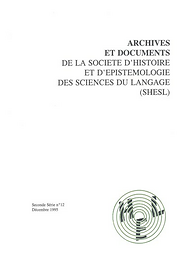 Archives et documents de la Société d'histoire et d'épistémologie des sciences du langage