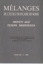 Mélanges de l'Ecole française de Rome. Moyen Age, Temps modernes