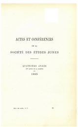 Actes et conférences de la Société des études juives