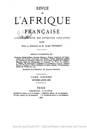 Revue de l'Afrique française et des antiquités africaines