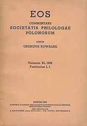 Eos : commentarii Societatis philologae polonorum