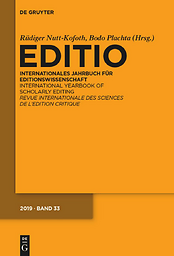 Editio. Internationales Jahrbuch für Editionswissenschaft.