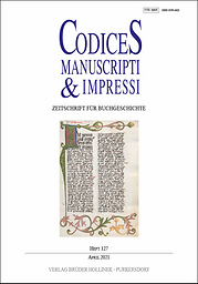 Codices manuscripti & impressi : Zeitschrift für Buchgeschichte