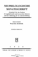 Neuphilologische Monatsschrift : Zeitschrift für das Studium der angelsächsischen und romanischen Kulturen und ihrer Bedeutung für die deutsche Bildung