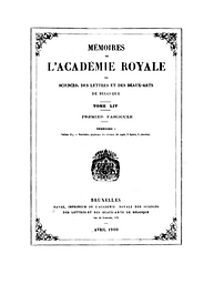 Mémoires de l'Académie royale des sciences, des lettres et des beaux-arts de Belgique