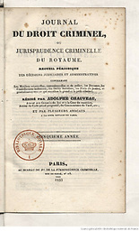 Journal du droit criminel ou jurisprudence criminelle de la France