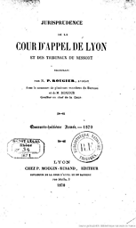 Jurisprudence de la Cour d'appel de Lyon et des tribunaux du ressort