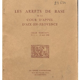 Arrêts de base de la Cour d'appel d'Aix-en-Provence