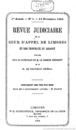 Revue judiciaire de la Cour d'appel de Limoges et des tribunaux du ressort