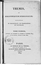 Thémis ou Bibliothèque du jurisconsulte