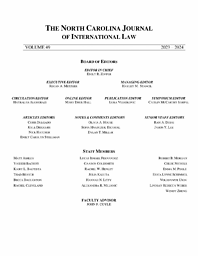 North Carolina Journal of International Law