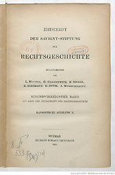 Zeitschrift der Savigny-Stiftung für Rechtsgeschichte. Kanonistische Abteilung