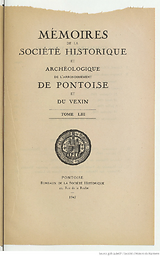 Mémoires de la Société historique et archéologique de Pontoise, du Val-d'Oise et du Vexin