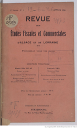Revue des études fiscales et commerciales d'Alsace et de Lorraine