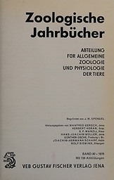 Zoologische Jahrbücher. Abteilung für allgemeine Zoologie und Physiologie der Tiere